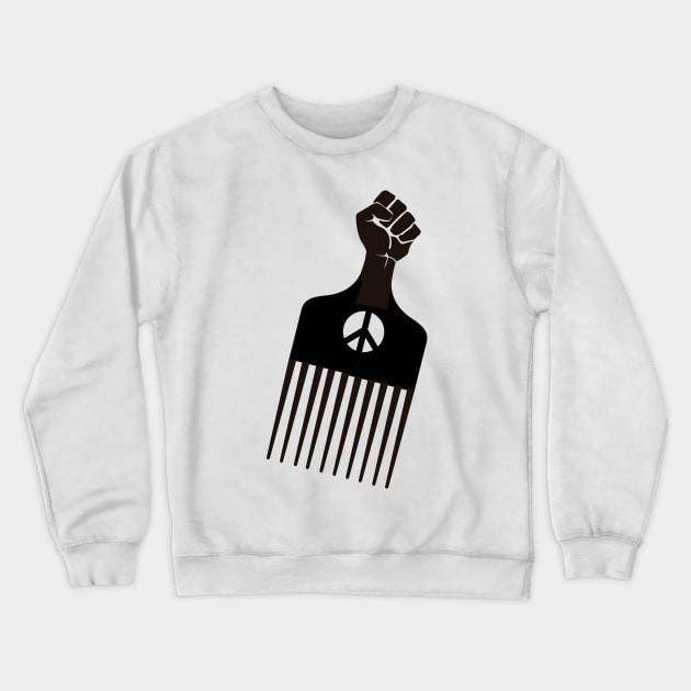 Black fist afro pik comb Crewneck Sweatshirt by 3coo